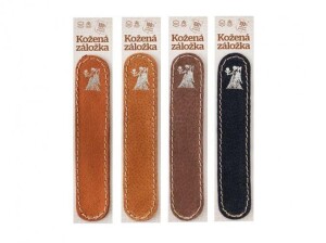 Product detail of Kožená záložka do knihy Panna - kůže hnědá semiš, zlatá ražba