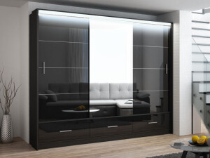 Product detail of ArtStol Šatní skříň MARSYLIA 250 | černý lesk