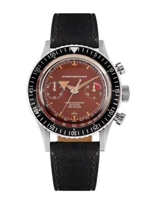 Product detail of Nivada Grenchen Chronomaster Broad Arrow Tropical Dial Inter. Bezel - Manual - Black leather