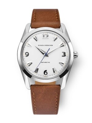 Product detail of Nivada Grenchen Antarctic 35 mm - White Luminova - Brown Leather