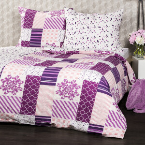 Product detail of 4Home Krepové povlečení Patchwork violet, 140 x 200 cm, 70 x 90 cm