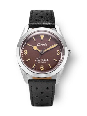 Product detail of Nivada Grenchen Super Antarctic 3.6.9. Brown No Vintage Effect - Beige Luminous - Black Racing Strap