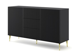 Product detail of ARTBm Komoda RAVENNA B 2D3S 150 | černá matná Provedení: Černý mat / zlaté nohy