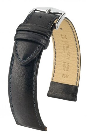 Product detail of Řemínek Hirsch Merino - černý, mat - 20 mm - M – Střední délka - 18 mm - Zlatá