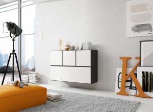 Product detail of Artcam Sestava do obývacího pokoje ROCO 13 roco: korpus černý mat / okraj černý mat / dvířka bílý mat