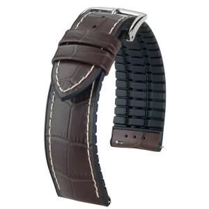 Product detail of Řemínek Hirsch George - hnědý - 24 mm - L – Standardní délka (doporučujeme) - 22 mm - Stříbrná