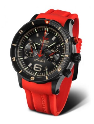 Product detail of Vostok Europe Anchar Submarine Chrono Line 6S21/510C582 - Červený silikonový řemínek