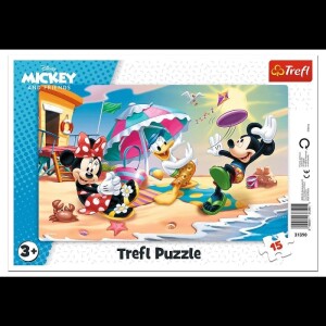 Product detail of Trefl Puzzle Mickey Mouse a Minnie - Zábava na pláži / 15 dílků