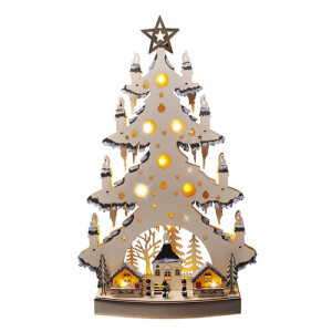 Product detail of Solight LED dřevěný vánoční stromek s dekoracemi, 23x LED, 64 cm, 2x AA