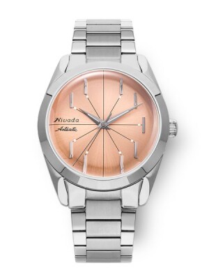Product detail of Nivada Grenchen Antarctic Spider Salmon No Date - Bracelet Flat Link