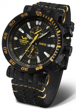 Product detail of Vostok Europe Energia Rocket Chrono Line VK61-575C589 - Černý kožený řemínek