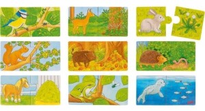 Product detail of Dřevěné puzzle dvojice Zvířátka a jejich potrava 9x2 dílků