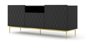 Product detail of ARTBm TV stolek DIUNA 145 2D1K | černý mat Provedení: Černý mat / zlatá podnož