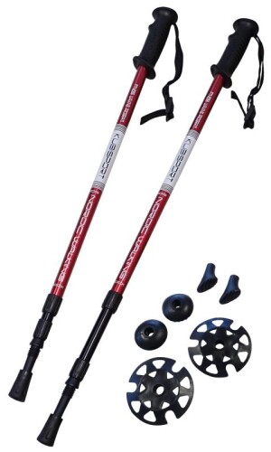 Product detail of Kubisport Trekingové hole - 1 pár s příslušenstvím červené