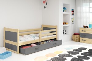 Product detail of Detská posteľ RICO 1 / BOROVICA 185x80 Barva: Šedá