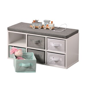 Product detail of Kesper 17729 Lavice s 6 boxy, bílá/šedá/mátová, 38 x 68 x 29,5 cm