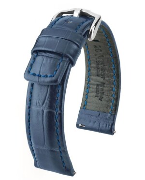 Product detail of Řemínek Hirsch Grand Duke - modrý - 22 mm - L – Standardní délka (doporučujeme) - 20 mm - Stříbrná