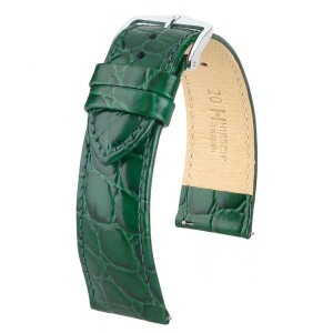 Product detail of Řemínek Hirsch Crocograin (NO QR) - zelený - 16 mm - M – Střední délka - 14 mm - Zlatá