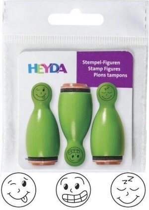 Product detail of HEYDA Dřevěná razítka kuželky smajlíci - zelené 3 ks