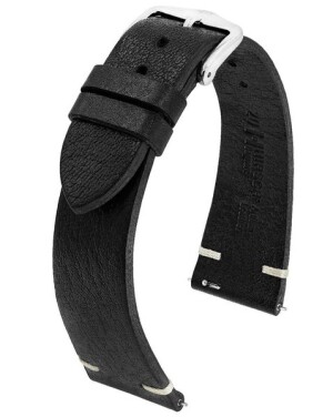 Product detail of Řemínek Hirsch Bagnore - černý - 22 mm - L – Standardní délka (doporučujeme) - 18 mm - Stříbrná