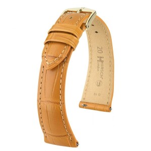 Product detail of Řemínek Hirsch London Alligator - medový, mat - 20 mm - M – Střední délka - 16 mm - Zlatá