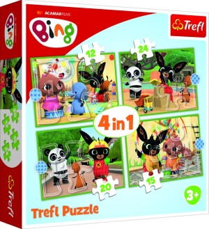 Product detail of Trefl Puzzle Bing - Šťastný den 4v1 (12,15,20,24 dílků) - TOMI