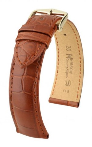 Product detail of Řemínek Hirsch Genuine 1 alligator - zlatohnědý, mat - M - řemínek 16 mm (spona 14 mm)