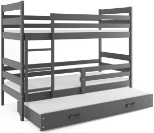 Product detail of BMS Dětská patrová postel ERYK 3 s přistýlkou ​​| šedá 90 x 200 cm Barva: Šedá / šedá, Rozměr: 200 x 90 cm