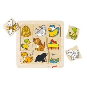 Product detail of Goki Puzzle Kdo bydlí kde? 9 dílků - dřevěné
