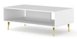 Product detail of ARTBm Konferenční stolek RAVENNA C 90 | bílá lesklá Provedení: Bílá / bílá lesk / zlaté nohy
