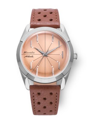 Product detail of Nivada Grenchen Antarctic Spider Salmon No Date - Brown Racing Strap