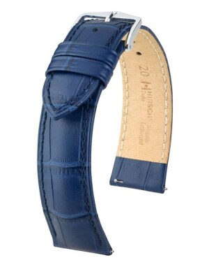 Product detail of Řemínek Hirsch Duke - modrý, 20 mm S – Kratší délka spona 18 mm Stříbrná - Bazar - 20 mm - S – Kratší délka - 18 mm - Stříbrná