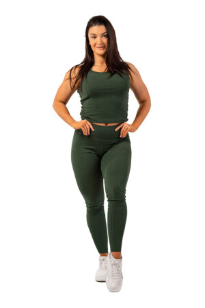 Product detail of Dámské legíny Nebbia  Organic Cotton Ribbed High Waist Leggings 405 dark green XS