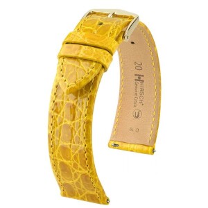 Product detail of Řemínek Hirsch Genuine Croco - žlutý, lesk - 12 mm - M – Střední délka - 10 mm - Rose Gold