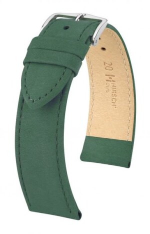 Product detail of Řemínek Hirsch Osiris Nubuk - zelený - 22 mm - L – Standardní délka (doporučujeme) - 20 mm - Stříbrná