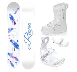 Product detail of Raven Mia White snowboard + Raven Fastec FT360 white vázání + Raven Pearl white boty