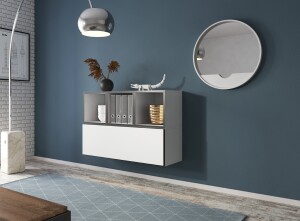 Product detail of Artcam Sestava do obývacího pokoje ROCO 12 roco: korpus bílý mat / okraj černý mat / dvířka bílý mat