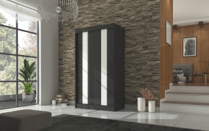 Product detail of ArtAdrk Šatní skříň KAREN | 120 cm Barva: Černá/bílé pásy