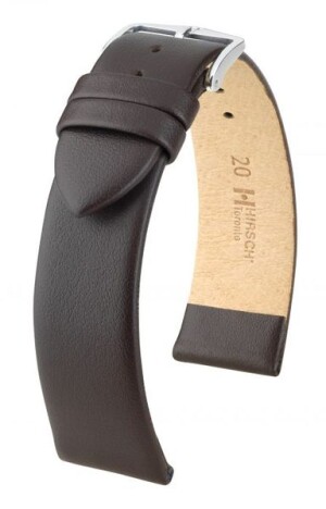 Product detail of Řemínek Hirsch Toronto (NO QR)  - hnědý - 20 mm - L – Standardní délka (doporučujeme) - 18 mm - Stříbrná