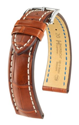 Product detail of Řemínek Hirsch Capitano WR - zlatohnědý - 19 mm - L – Standardní délka (doporučujeme) - 18 mm - Stříbrná