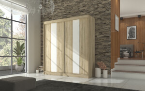 Product detail of ArtAdrk Šatní skříň KAREN | 200 cm Barva: dub sonoma/bílé pásy