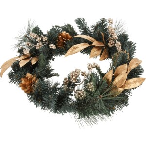 Product detail of Vánoční věnec Berry and pinecone zlatá, 45 x 10 x 39 cm