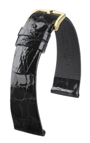 Product detail of Řemínek Hirsch Prestige Crocodile - černý - 14 mm - M – Střední délka - 12 mm - Zlatá