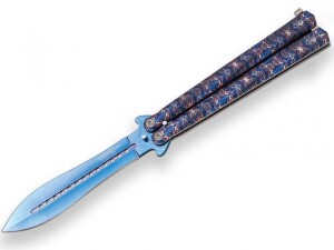 Product detail of Cuchilleria Joker, s.l. Joker motýlek aluminium blue ornamet one edge 105 mm (VÝPRODEJ)