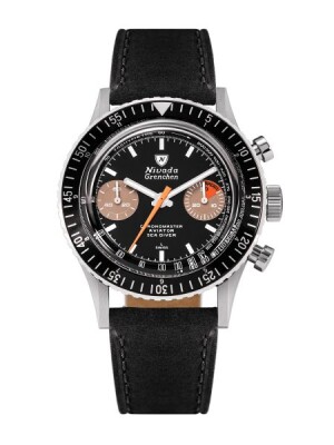 Product detail of Nivada Grenchen Chronomaster White Orange Boy Inter. Bezel - Manual - Black leather