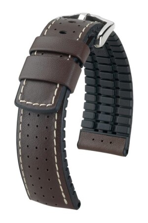 Product detail of Řemínek Hirsch Tiger - hnědý - 20 mm - L – Standardní délka (doporučujeme) - 18 mm - Stříbrná