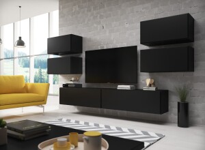 Product detail of Artcam Obývací stěna ROCO 2 roco: korpus černý mat / okraj černý mat / dvířka černý mat
