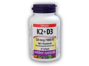 Product detail of Webber Naturals K2 + D3 120 mcg/1000 IU 30 kapslí