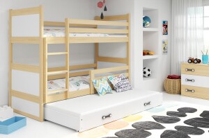 Product detail of BMS Dětská patrová postel s přistýlkou ​​RICO 3 | borovice 80 x 190 cm Barva: Bílá