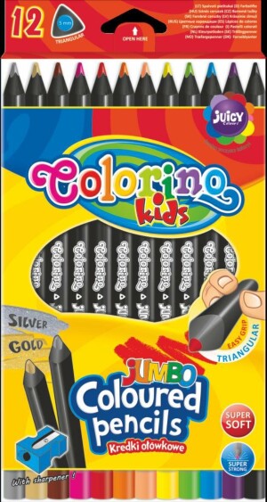 Product detail of Colorino pastelky trojhranné JUMBO, černé dřevo, s ořezávátkem, 12 barev